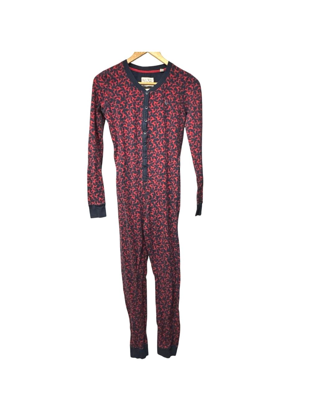 Jack Wills One Piece Pajama Reindeer Print US 4 UK 8 Jumpsuit Base Layer
